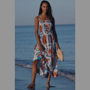 NWT Farm Rio x Anthropologie Open Back Smocked Maxi Dress